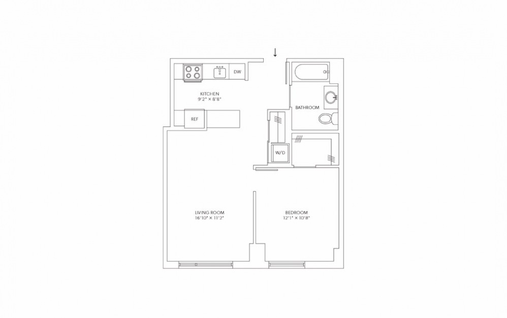 A5 1 Bedroom 1 Bath Floorplan