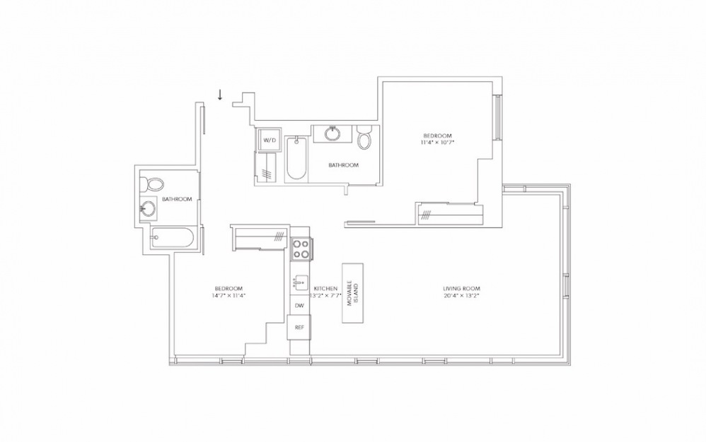 B11 2 Bedroom 2 Bath Floorplan