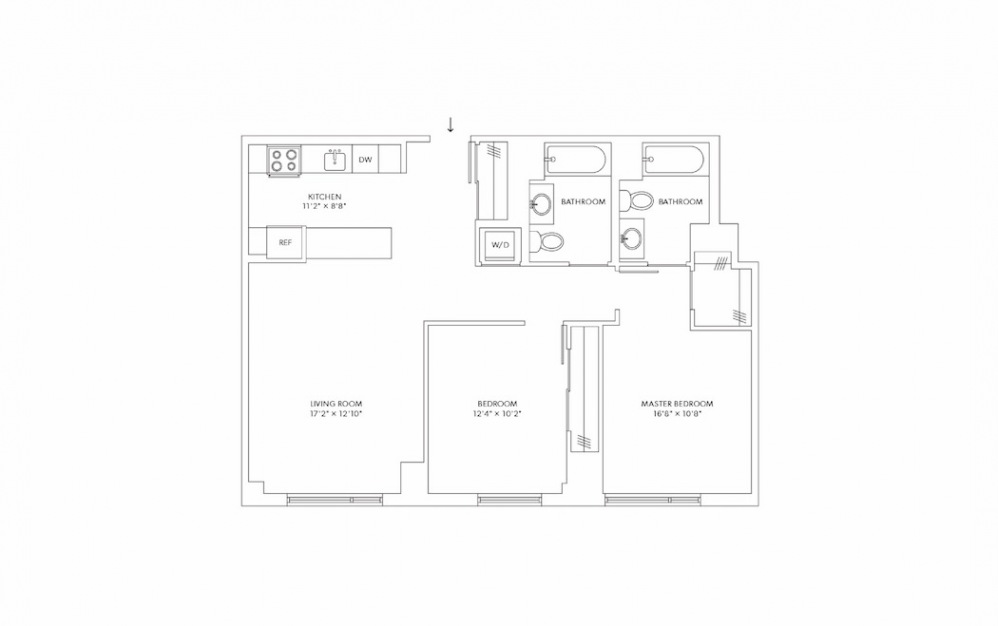 B7 2 Bedroom 2 Bath Floorplan