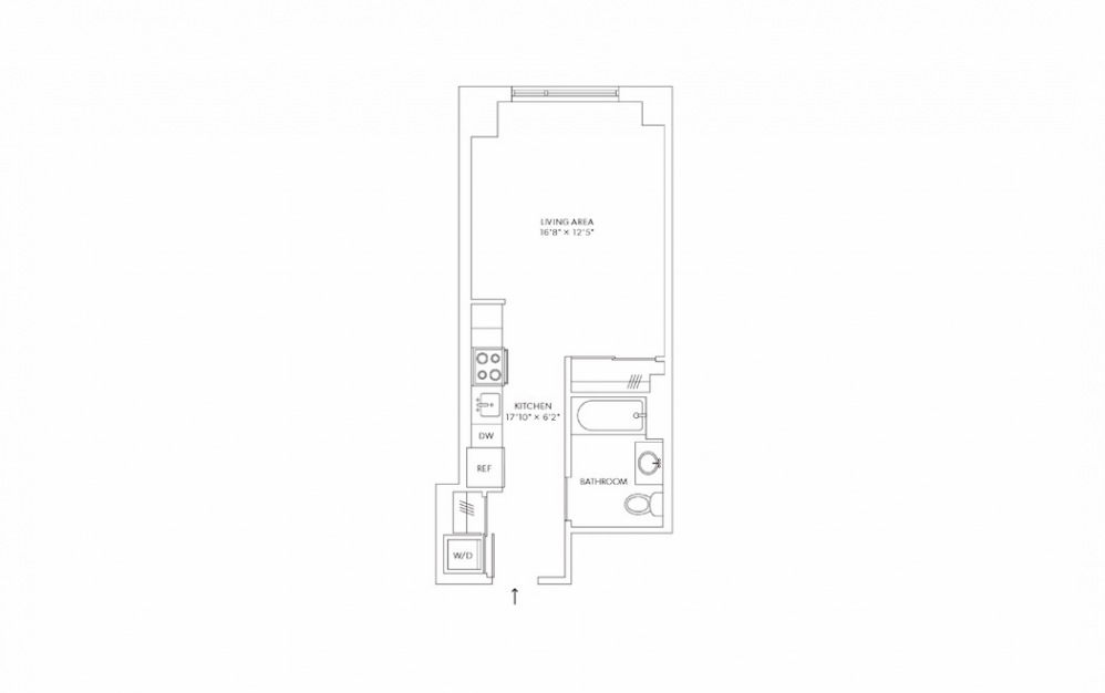 E17 Studio 1 Bath Floorplan