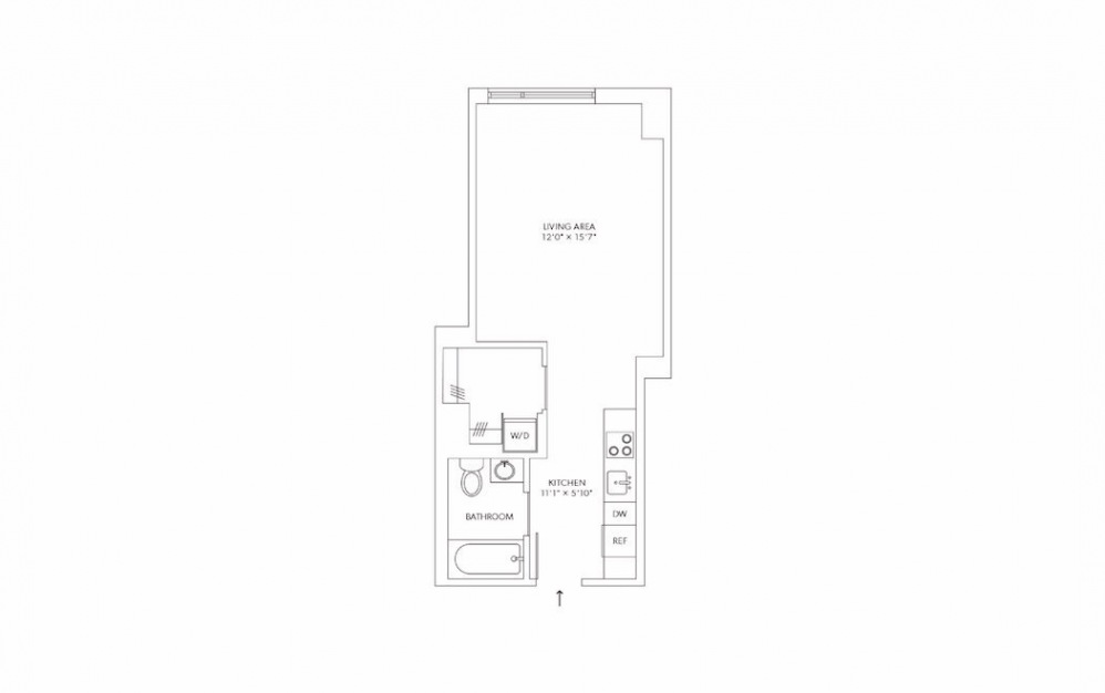 E19 Studio 1 Bath Floorplan