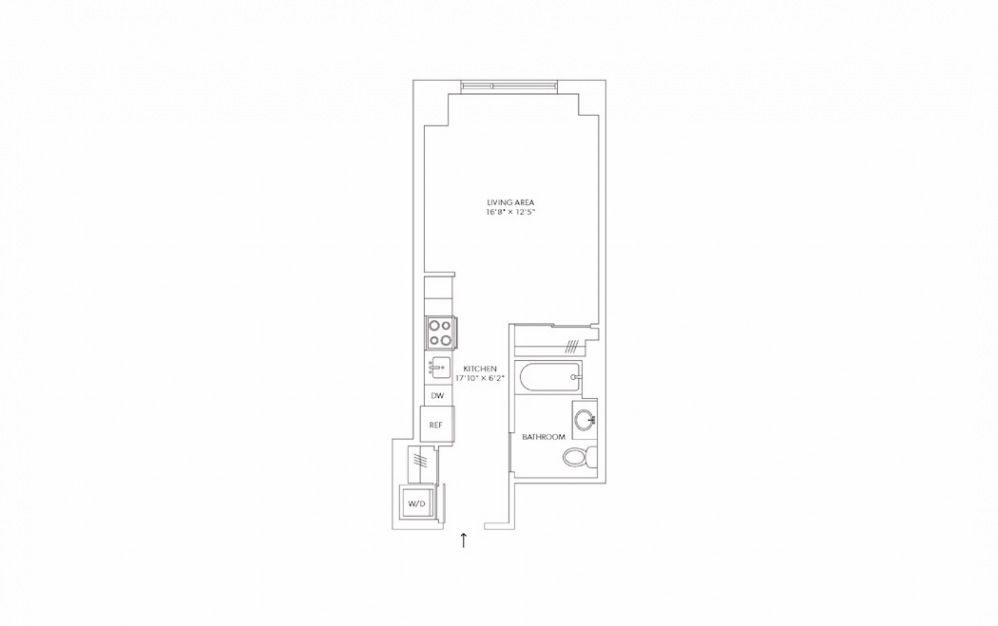 E21 Studio 1 Bath Floorplan