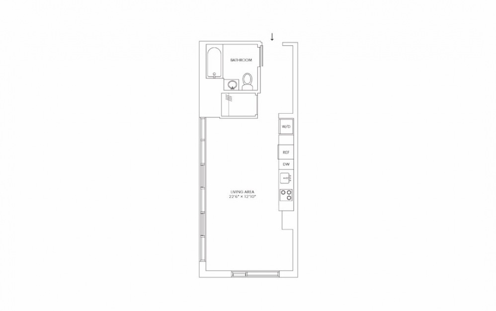 E26 Studio 1 Bath Floorplan