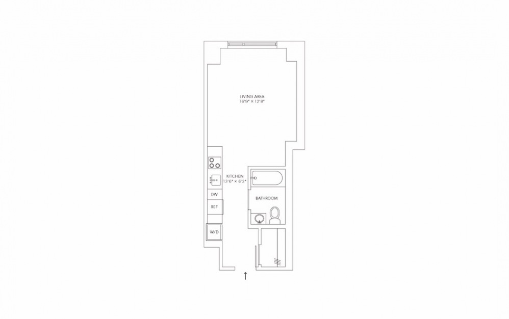 E5 Studio 1 Bath Floorplan