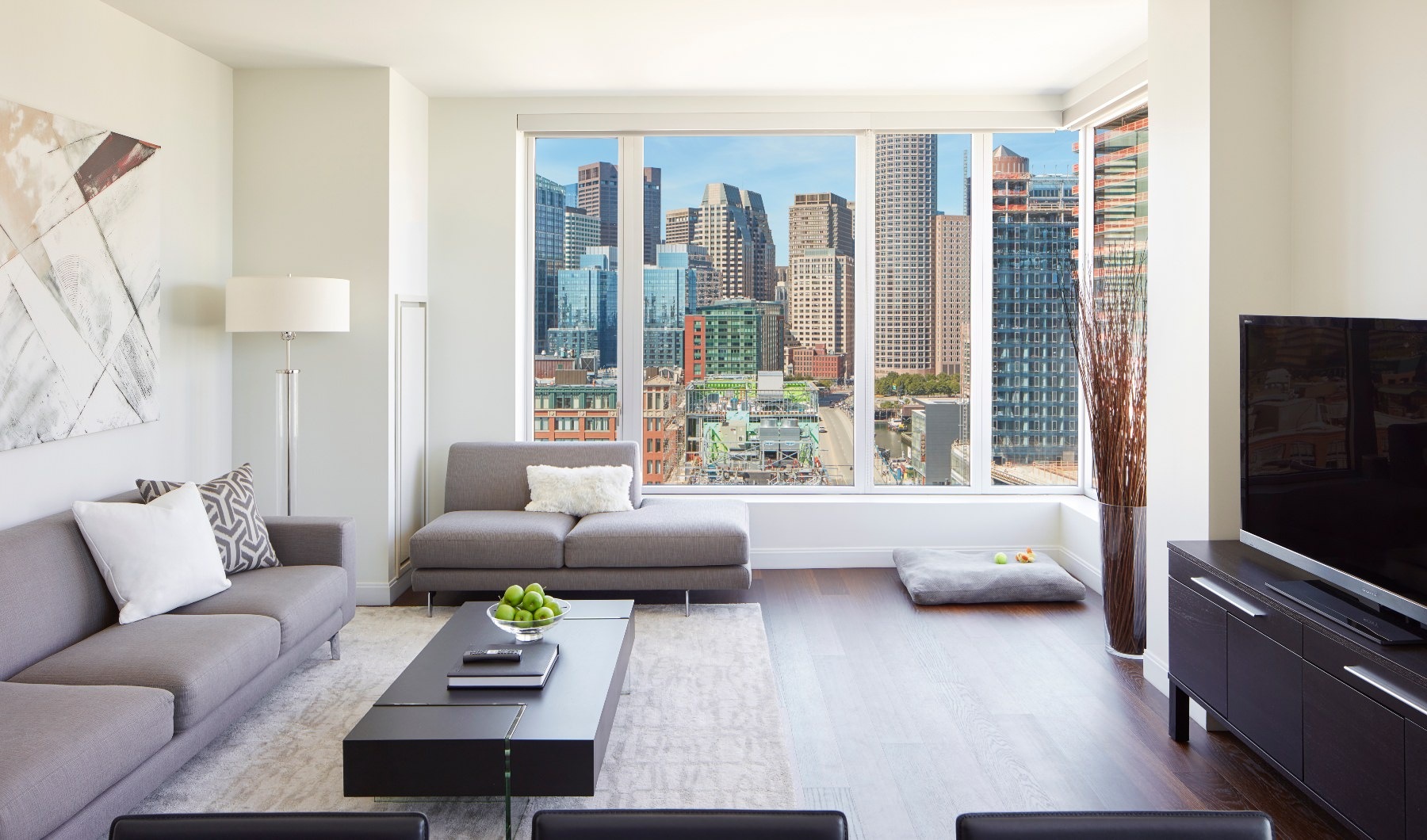 Living Room open living room with large window